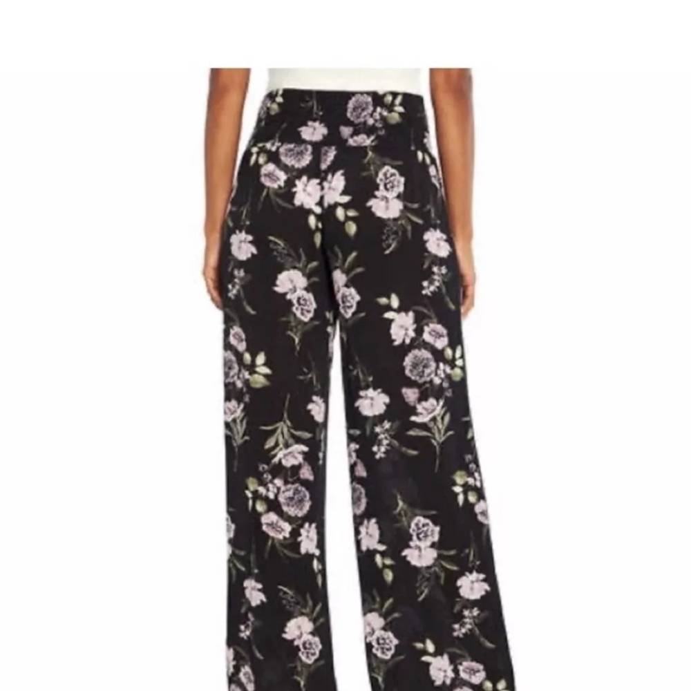 Three Dots Comfy Wide-leg Pull-on Pants, Black Floral Size Large